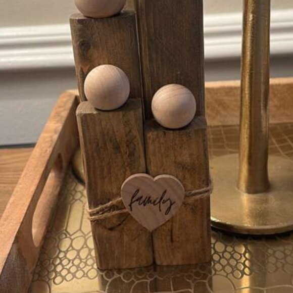 Wooden Block Family of 4 Figurine | Rustic Home Decor & Gift - Picture 4 of 5